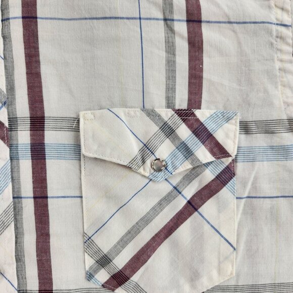 Wrangler Cowboy Cut Regular X-long Tails Single Needle Pearl Snap Plaid Shirt - Picture 7 of 16